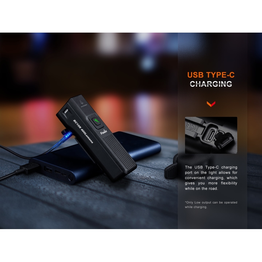 Fenix BC15R - LED Stmívatelné nabíjecí svítidlo na kolo LED/USB IP66 400 lm 31,5 h