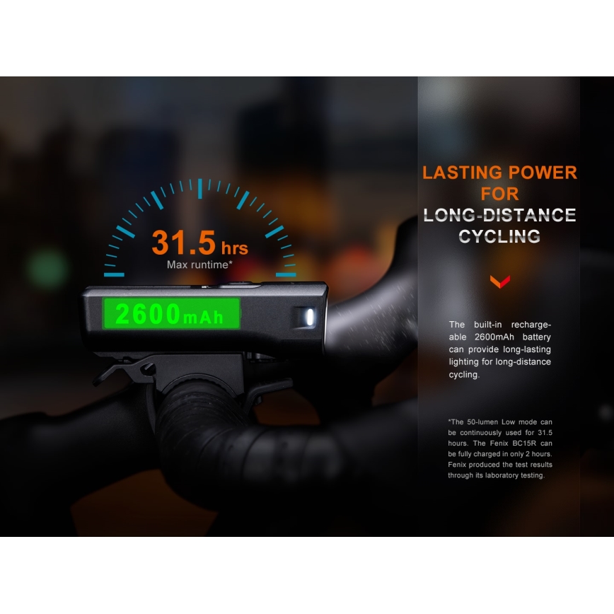 Fenix BC15R - LED Stmívatelné nabíjecí svítidlo na kolo LED/USB IP66 400 lm 31,5 h