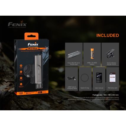 Fenix BC21RV30 - LED Nabíjecí svítidlo na kolo LED/USB IP68 1200 lm 33 h