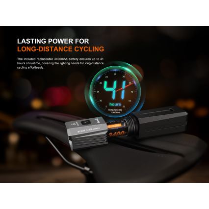Fenix BC22R - LED Stmívatelné nabíjecí svítidlo na kolo LED/USB 3400 mAh IP66 1400 lm 41 h černá