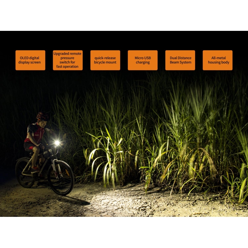 Fenix BC30RV2 - LED Nabíjecí svítidlo na kolo LED/USB IP66 1800 lm 36 h