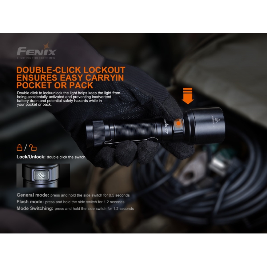 Fenix C7 - LED Stmívatelná nabíjecí svítilna 1xLED/1x21700 IP68 3000 lm 68 h