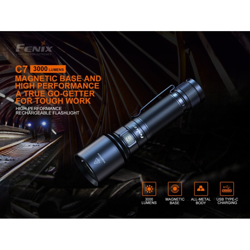 Fenix C7 - LED Stmívatelná nabíjecí svítilna 1xLED/1x21700 IP68 3000 lm 68 h