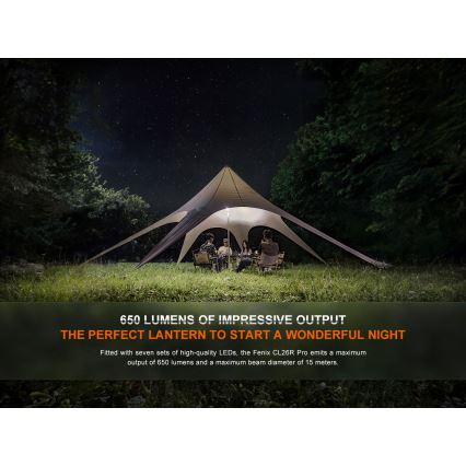 Fenix CL26RPROOLI - LED Stmívatelná přenosná nabíjecí lampa LED/USB IP66 650 lm 408 h zelená