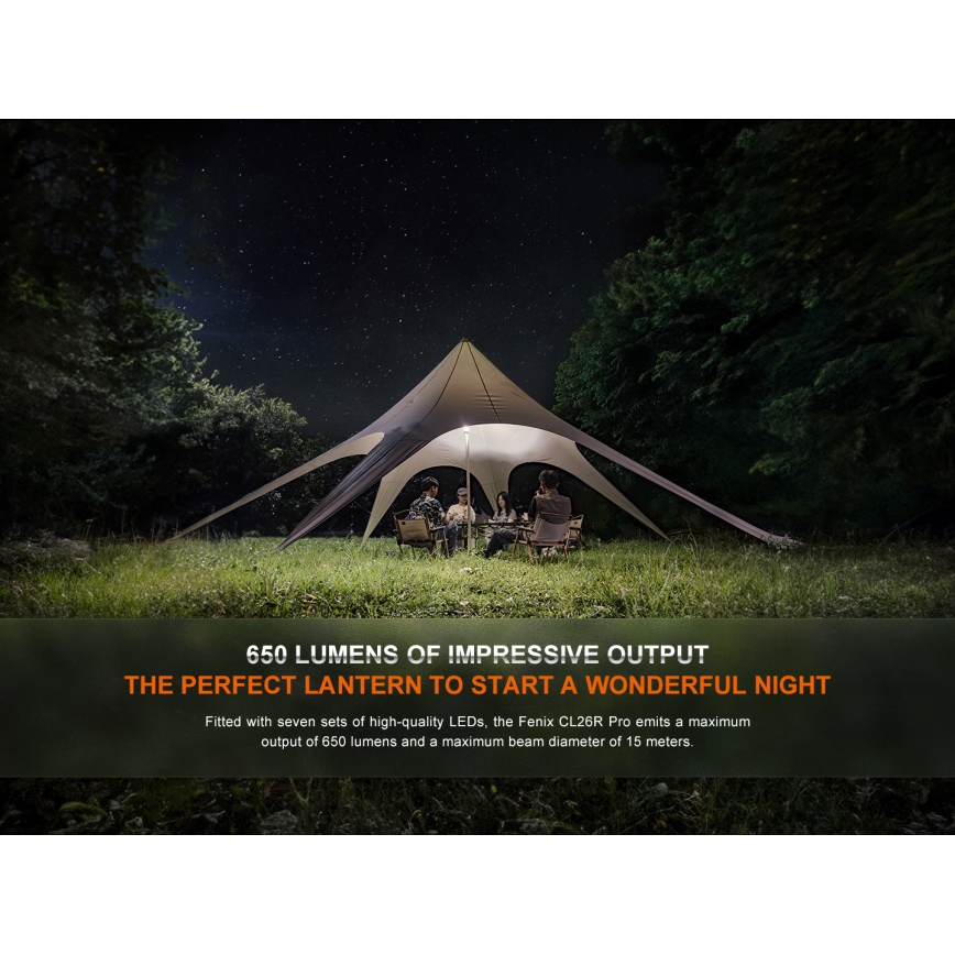 Fenix CL26RPROOLI - LED Stmívatelná přenosná nabíjecí lampa LED/USB IP66 650 lm 408 h zelená
