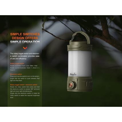 Fenix CL26RPROOLI - LED Stmívatelná přenosná nabíjecí lampa LED/USB IP66 650 lm 408 h zelená