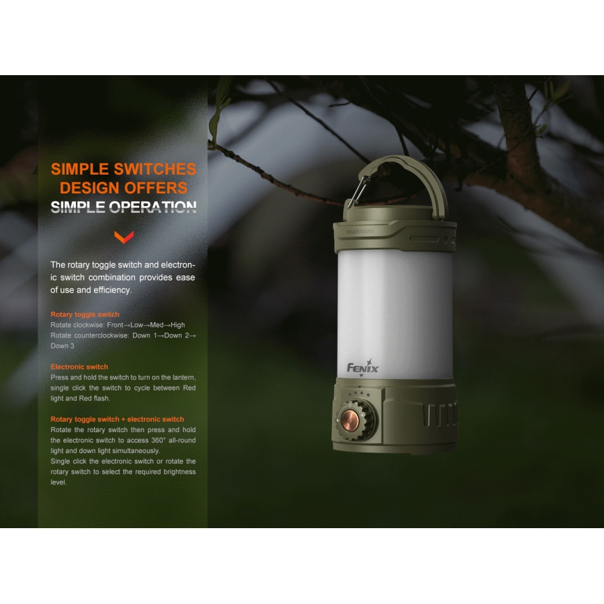 Fenix CL26RPROOLI - LED Stmívatelná přenosná nabíjecí lampa LED/USB IP66 650 lm 408 h zelená
