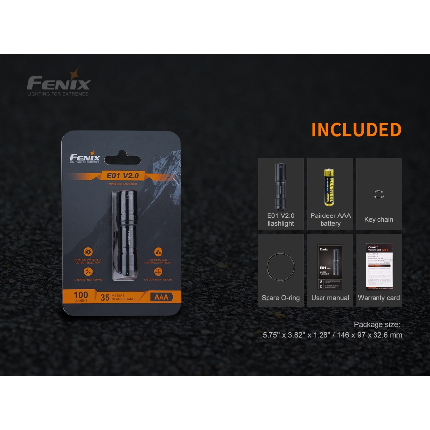 Fenix E01V20BLC - LED Svítilna LED/1xAAA IP68 100 lm 25 h