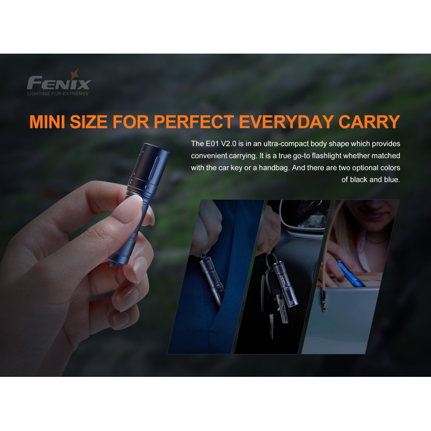 Fenix E01V20BLC - LED Svítilna LED/1xAAA IP68 100 lm 25 h