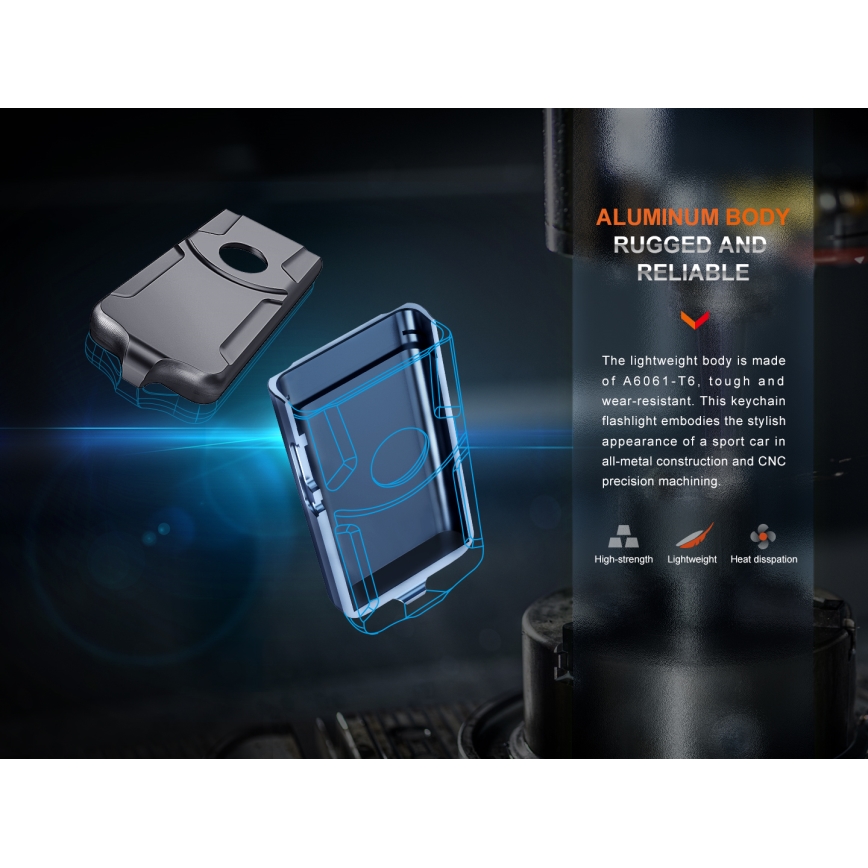 Fenix E03RV20BLU - LED Nabíjecí svítilna LED/USB IP66 500 lm 30 h 400 mAh