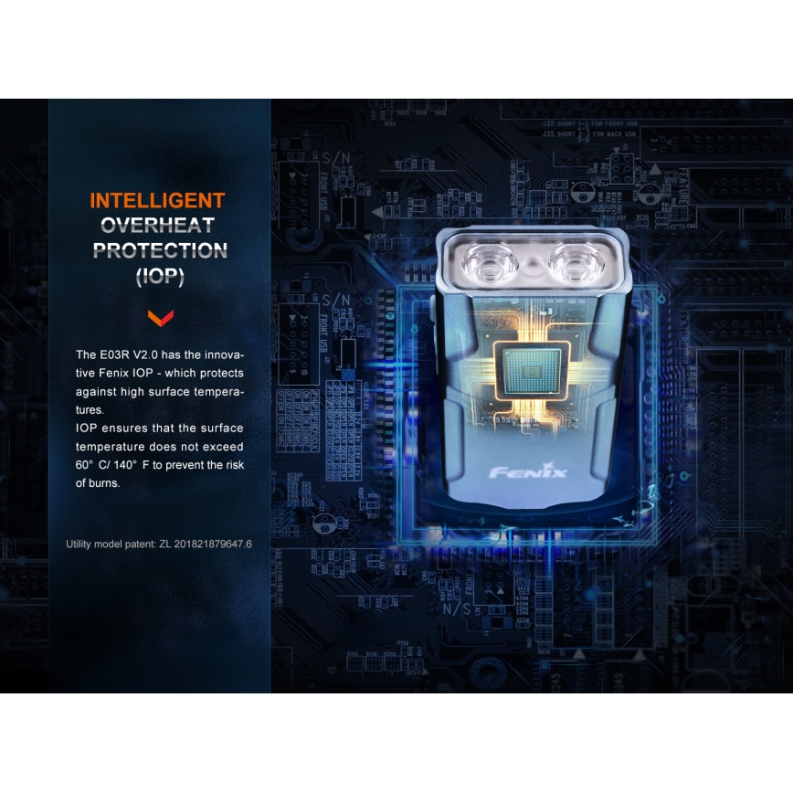 Fenix E03RV20BLU - LED Nabíjecí svítilna LED/USB IP66 500 lm 30 h 400 mAh