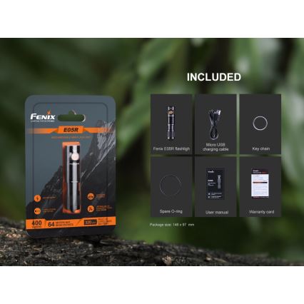 Fenix E05RBLC - LED Nabíjecí svítilna LED/USB IP68 400 lm 30 h