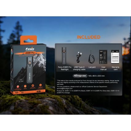 Fenix E06RPROEUBLC- LED Stmívatelná nabíjecí svítilna LED/USB 1650 mAh IP66 1600 lm 111 h černá
