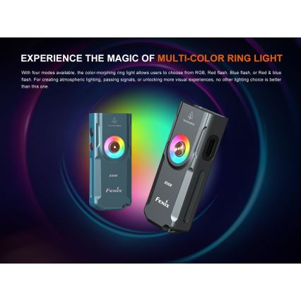 Fenix E06RTKS - LED Stmívatelná nabíjecí svítilna UV LED/USB IP66 700 lm 60 h 750 mAh tyrkysová