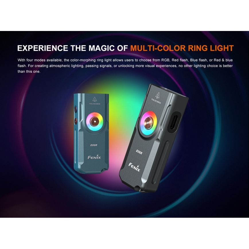 Fenix E06RTKS - LED Stmívatelná nabíjecí svítilna UV LED/USB IP66 700 lm 60 h 750 mAh tyrkysová
