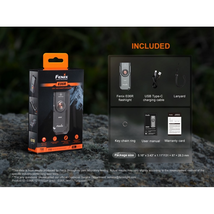Fenix E06RTKS - LED Stmívatelná nabíjecí svítilna UV LED/USB IP66 700 lm 60 h 750 mAh tyrkysová