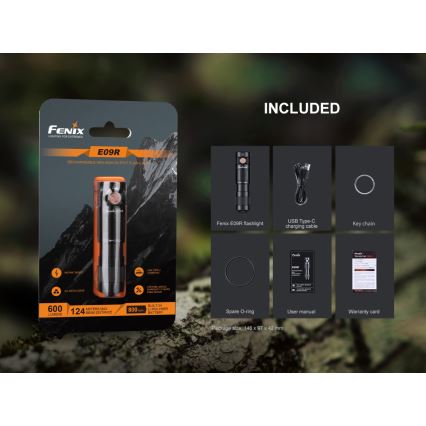 Fenix E09R - LED Nabíjecí svítilna LED/USB IP68 600 lm 70 h