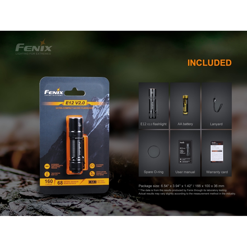 Fenix E12V20 - LED Svítilna LED/1xAA IP68 160 lm 70 h