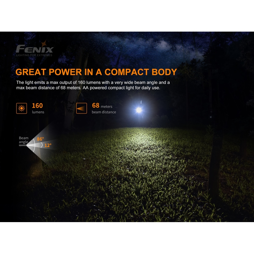 Fenix E12V20 - LED Svítilna LED/1xAA IP68 160 lm 70 h
