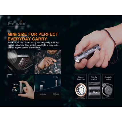 Fenix E12V20 - LED Svítilna LED/1xAA IP68 160 lm 70 h