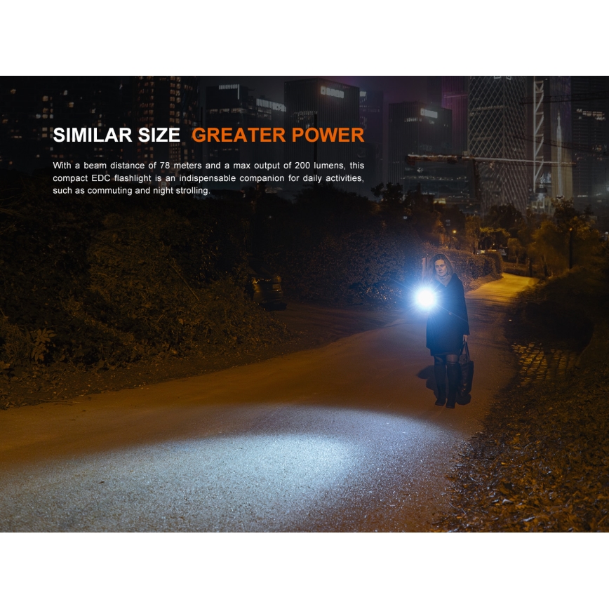 Fenix E12V30 - LED Stmívatelná nabíjecí svítilna LED/1xAA 2000 mAh IP68 200 lm 100 h černá