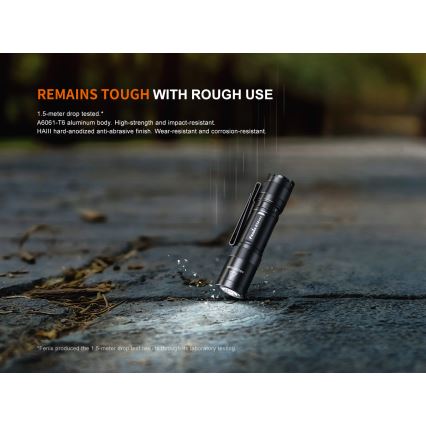 Fenix E12V30 - LED Stmívatelná nabíjecí svítilna LED/1xAA 2000 mAh IP68 200 lm 100 h černá