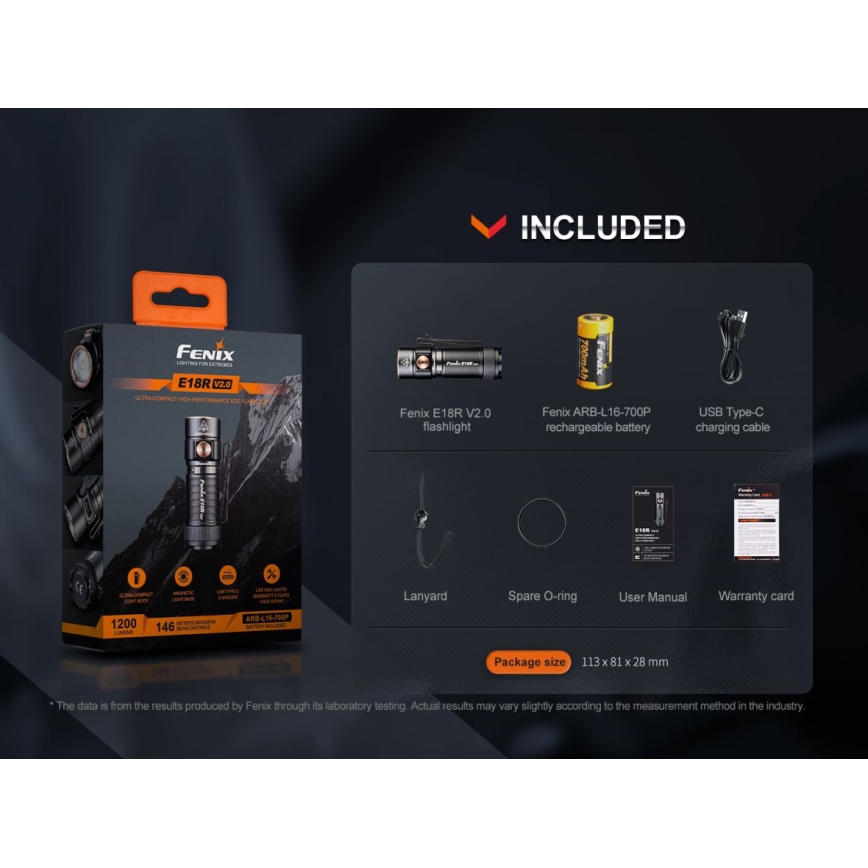 Fenix E18RV20 - LED Nabíjecí svítilna LED/USB IP68 1200 lm 200 h