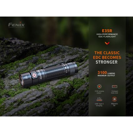 Fenix E35RSETAODS - LED Stmívatelná nabíjecí svítilna LED/USB IP68 3100 lm 69 h 5000 mAh + difuzér 26,5mm