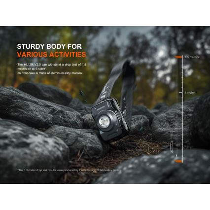 Fenix HL12RV20BLC - LED Stmívatelná nabíjecí čelovka LED/USB 950 mAh IP66 500 lm 112 h černá