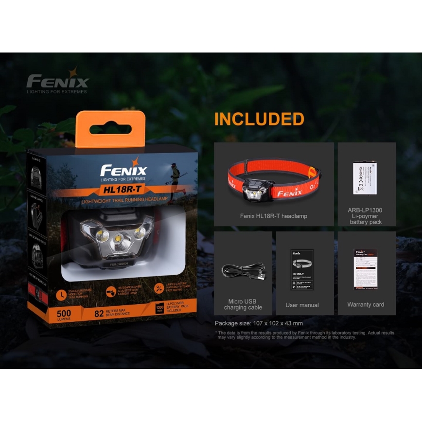 Fenix HL18RTRAIL - LED Nabíjecí čelovka LED/3xAAA IP66 500 lm 300 h