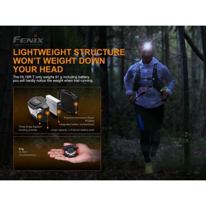 Fenix HL18RTRAIL - LED Nabíjecí čelovka LED/3xAAA IP66 500 lm 300 h