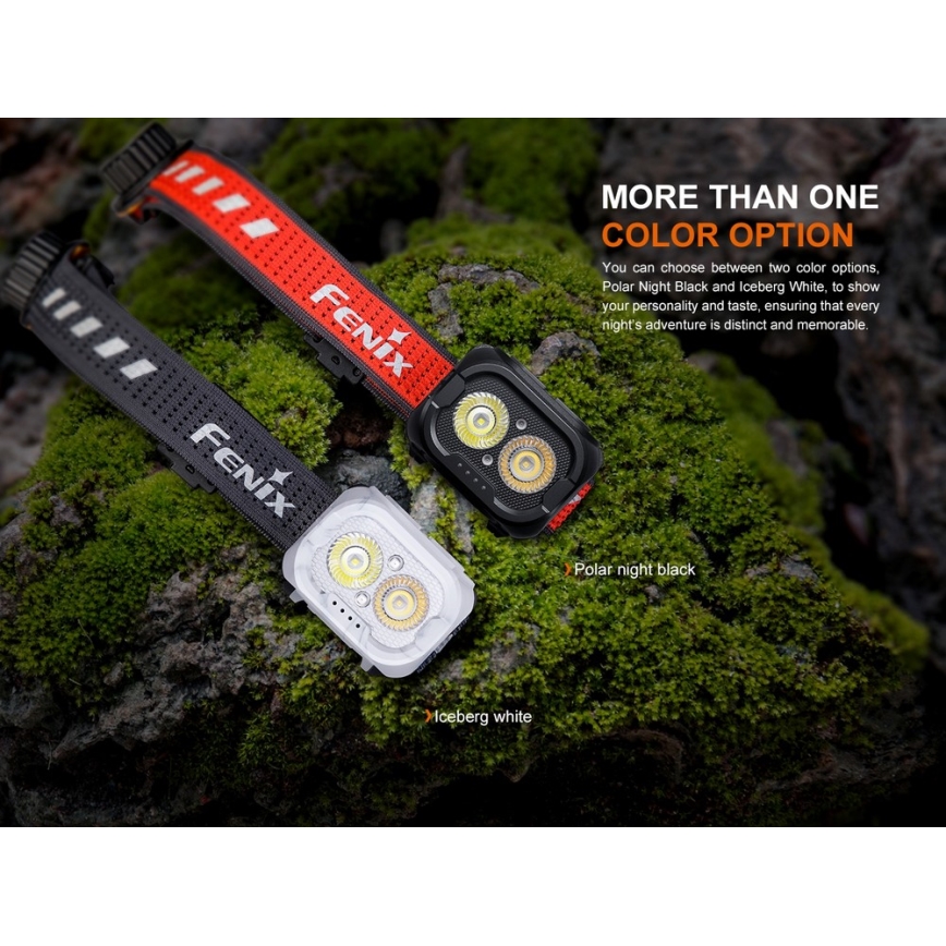 Fenix HL18RTV20WHT - LED Stmívatelná nabíjecí čelovka LED/USB IP66 800 lm 160 h bílá/černá