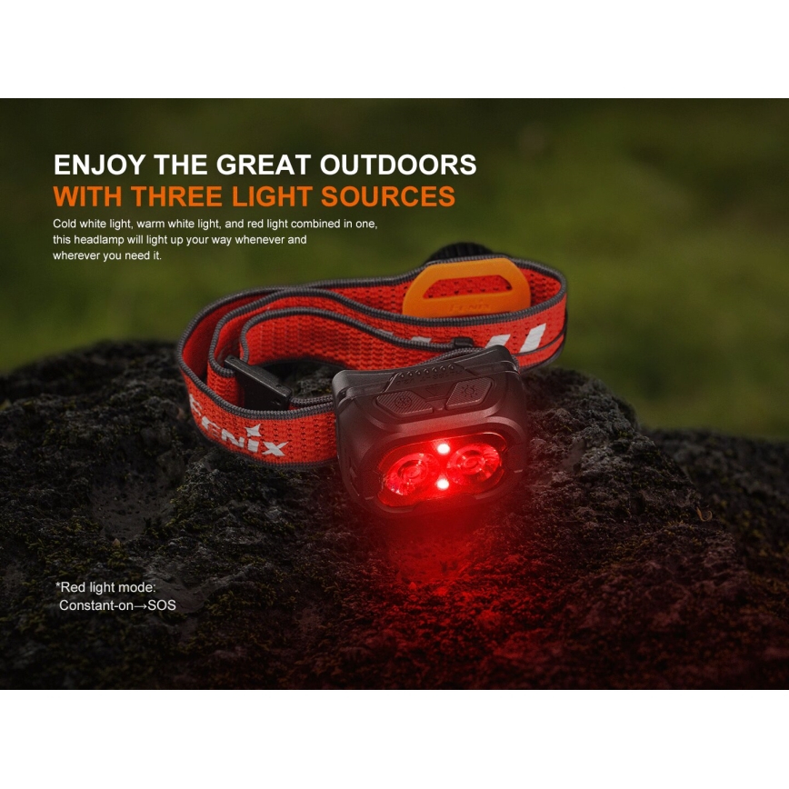 Fenix HL18RTV20WHT - LED Stmívatelná nabíjecí čelovka LED/USB IP66 800 lm 160 h bílá/černá