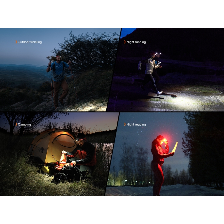 Fenix HL18RTV20WHT - LED Stmívatelná nabíjecí čelovka LED/USB IP66 800 lm 160 h bílá/černá