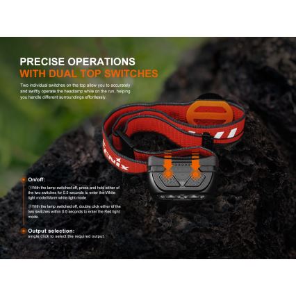 Fenix HL18RTV20WHT - LED Stmívatelná nabíjecí čelovka LED/USB IP66 800 lm 160 h bílá/černá