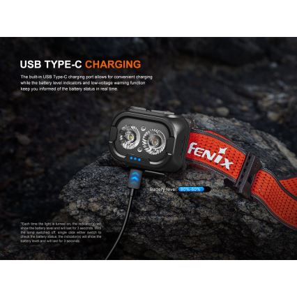 Fenix HL18RTV20WHT - LED Stmívatelná nabíjecí čelovka LED/USB IP66 800 lm 160 h bílá/černá
