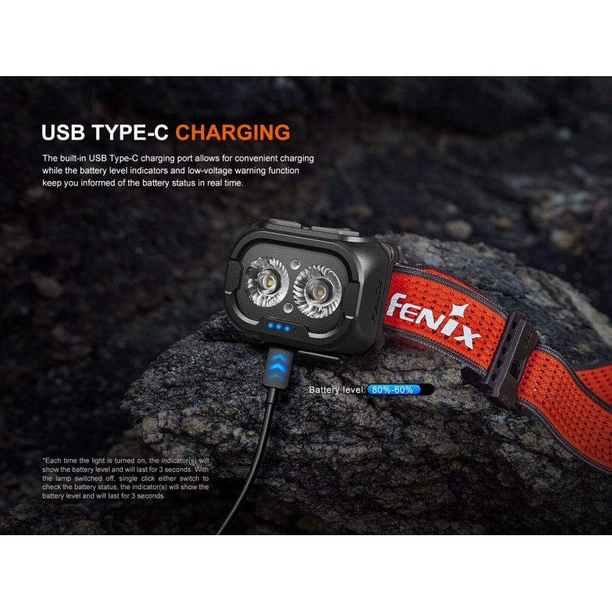 Fenix HL18RTV20WHT - LED Stmívatelná nabíjecí čelovka LED/USB IP66 800 lm 160 h bílá/černá