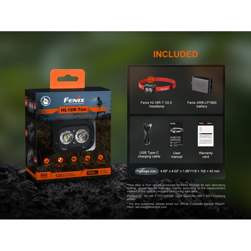 Fenix HL18RTV20WHT - LED Stmívatelná nabíjecí čelovka LED/USB IP66 800 lm 160 h bílá/černá