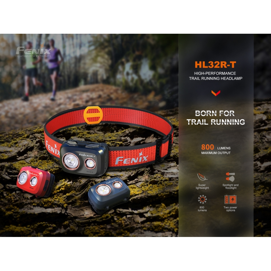 Fenix HL32RTRED - LED Nabíjecí čelovka LED/USB/3xAAA IP66 800 lm 300 h červená/oranžová