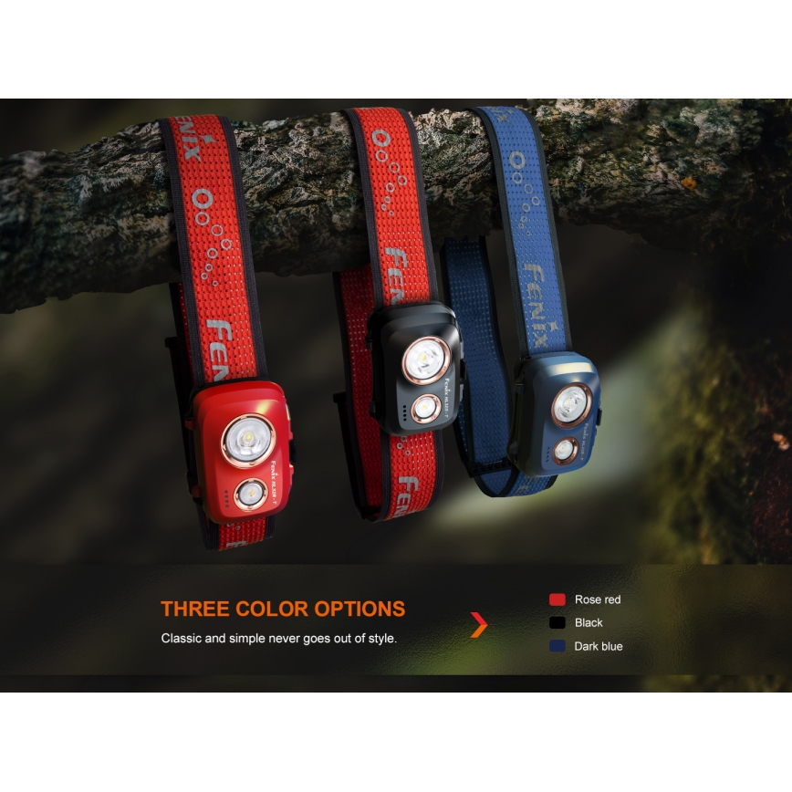 Fenix HL32RTRED - LED Nabíjecí čelovka LED/USB/3xAAA IP66 800 lm 300 h červená/oranžová