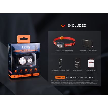 Fenix HL32RTRED - LED Nabíjecí čelovka LED/USB/3xAAA IP66 800 lm 300 h červená/oranžová