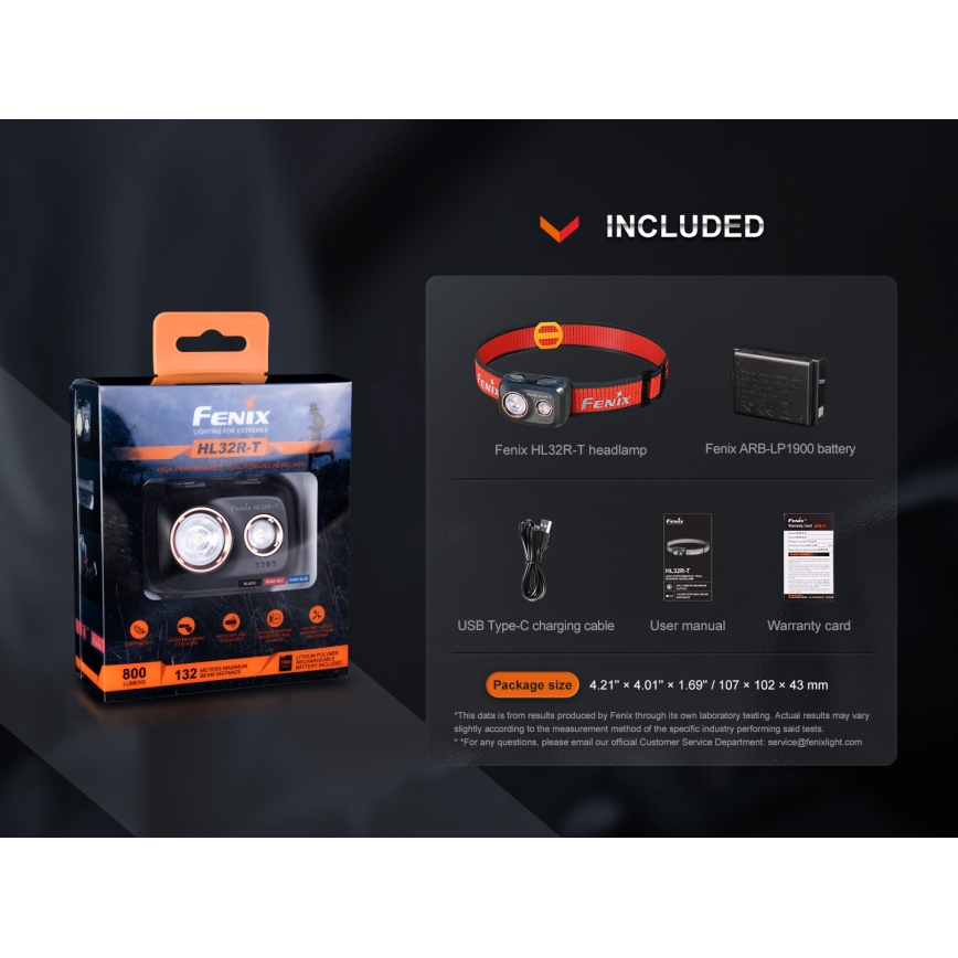 Fenix HL32RTRED - LED Nabíjecí čelovka LED/USB/3xAAA IP66 800 lm 300 h červená/oranžová