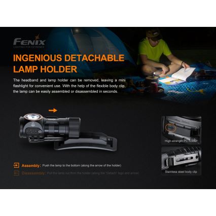 Fenix HM51RV20 - LED Nabíjecí čelovka 3xLED/1xCR123A/USB IP68 700 lm 120 h 700 m