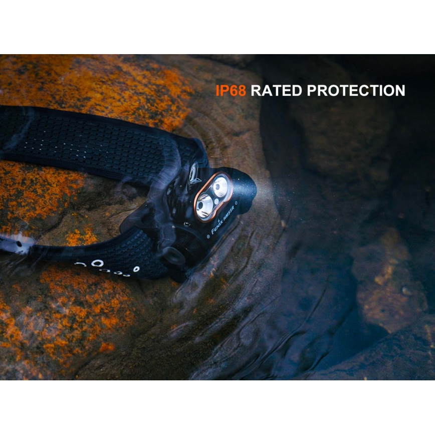 Fenix HM55RABL - LED Stmívatelná nabíjecí čelovka LED/USB/1xCR123A 1600 mAh IP68 1200 lm 141,2 h černá