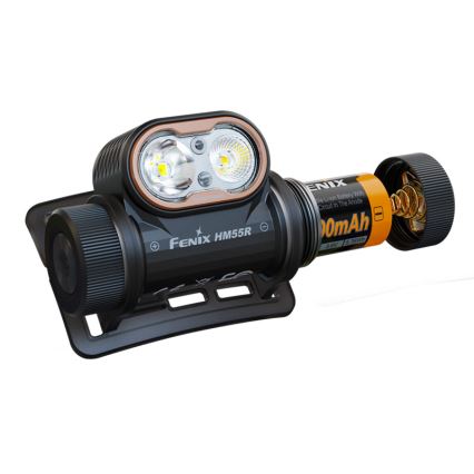 Fenix HM55RABL - LED Stmívatelná nabíjecí čelovka LED/USB/1xCR123A 1600 mAh IP68 1200 lm 141,2 h černá