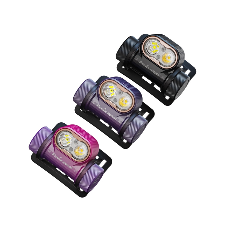 Fenix HM55RNBL - LED Stmívatelná nabíjecí čelovka LED/USB/1xCR123A 1600 mAh IP68 1200 lm 141,2 h fialová