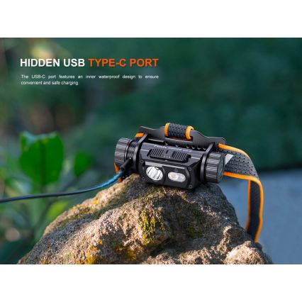 Fenix HM60RV20 - LED Stmívatelná nabíjecí čelovka LED/USB 4000 mAh IP68 1600 lm 292 h oranžová