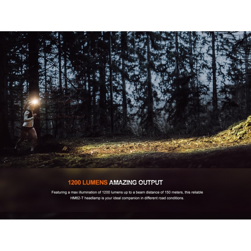 Fenix HM62TMGM - LED Stmívatelná nabíjecí čelovka LED/USB IP68 1200 lm 280 h 3400 mAh