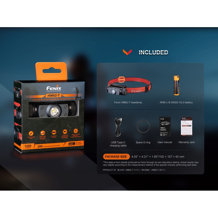 Fenix HM62TMGM - LED Stmívatelná nabíjecí čelovka LED/USB IP68 1200 lm 280 h 3400 mAh