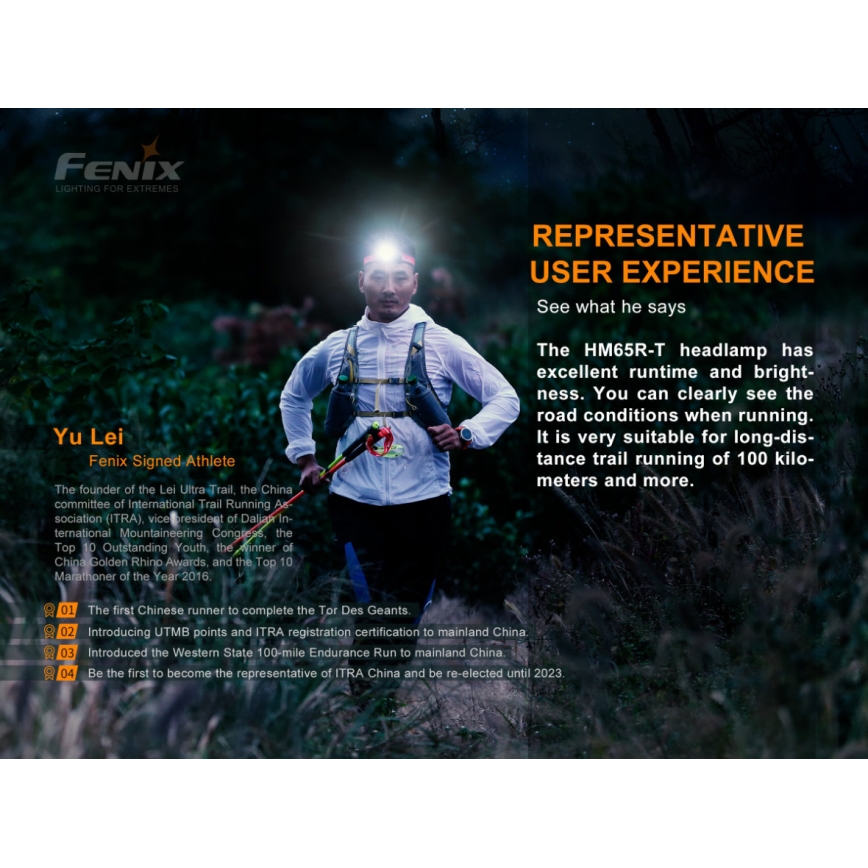 Fenix HM65RTRAIL - LED Nabíjecí čelovka 2xLED/2xCR123A IP68 1500 lm 300 h